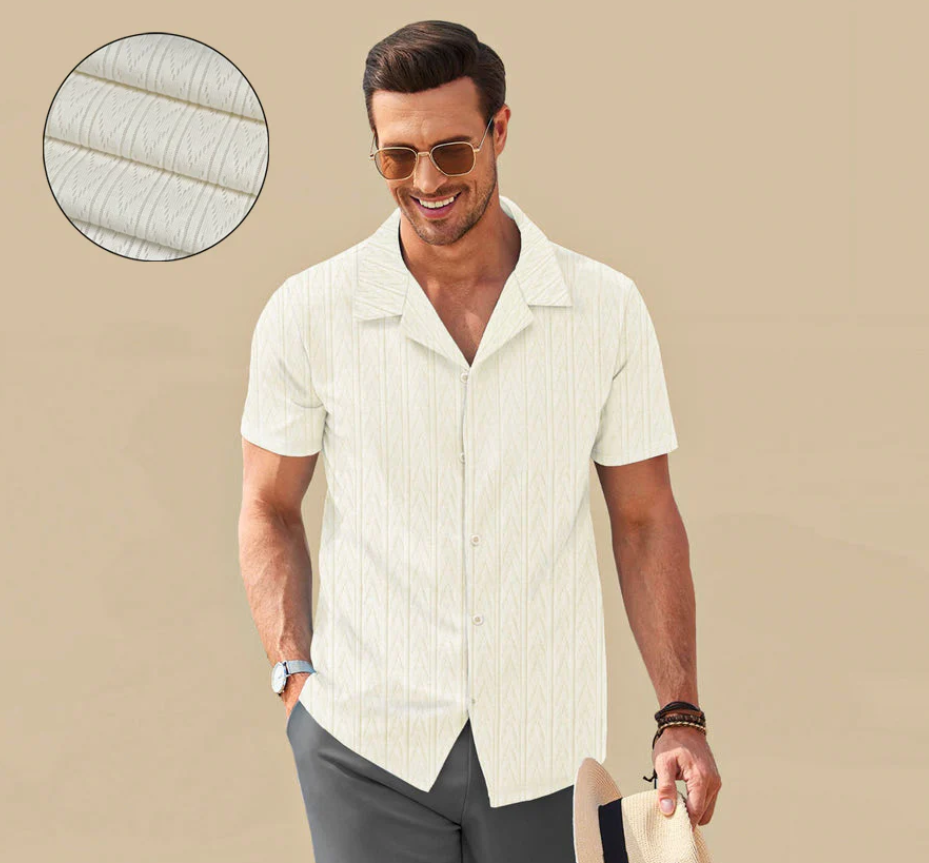 Men's Textured Knit Polo Shirt – Jupiter Premium Ribbed Lapel Collar Polo