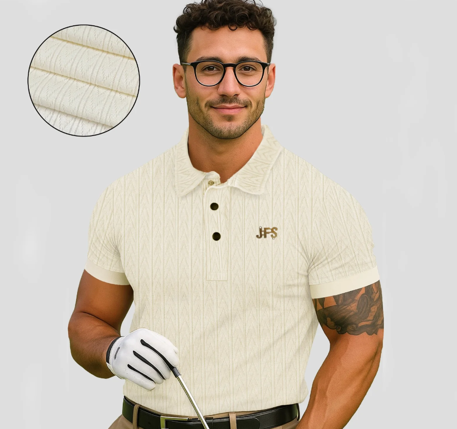 Men's Textured Polo Shirt – Premium JFS Turkish Knit Ribbed Polo