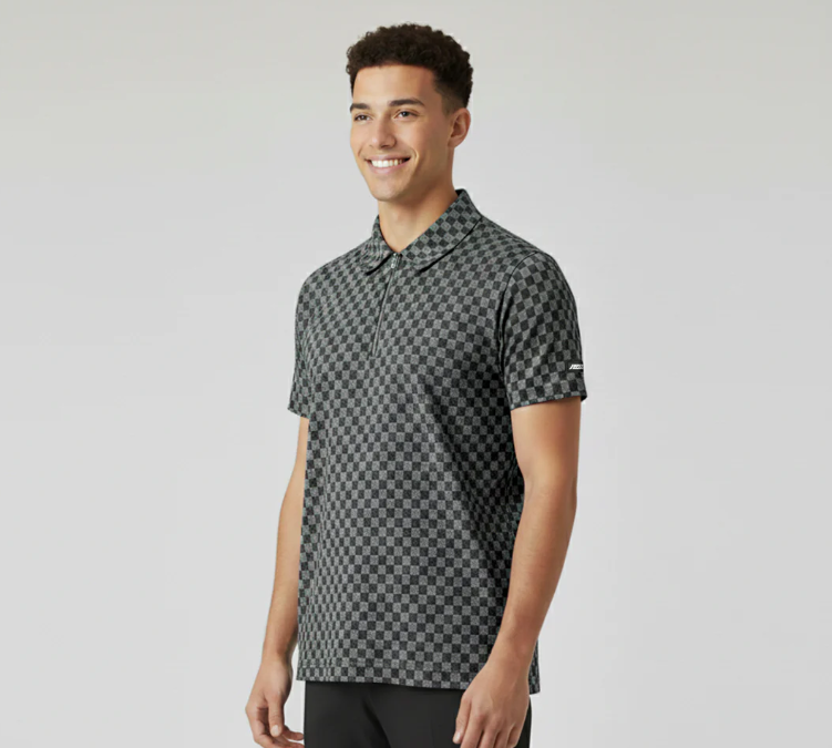 Men's Jupiter Premium Zip Neck Polo Shirt Imported Textured Fabric