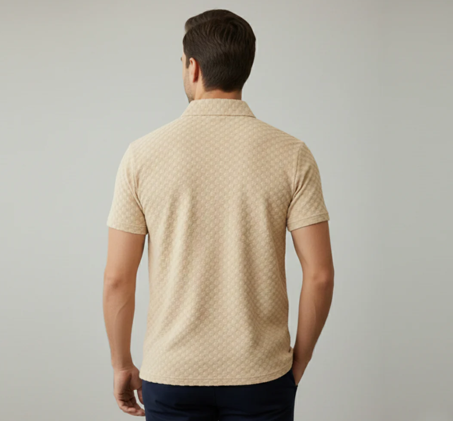 Jupiter Imported Textured Zip Neck Polo Shirt for Men - Premium Knitted Fabric