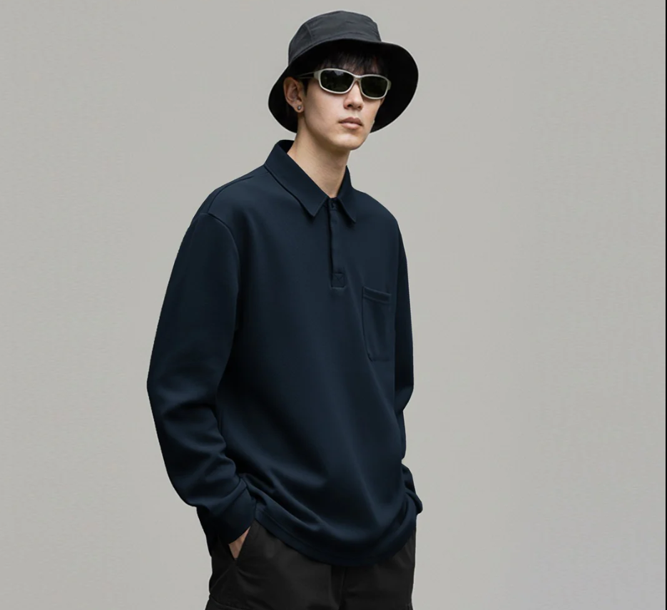 Men's Full Sleeve Polo Shirt - Jupiter Verstyle Premium Long Sleeve Polo Navy