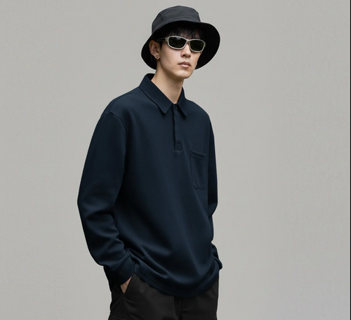 Men's Full Sleeve Polo Shirt - Jupiter Verstyle Premium Long Sleeve Polo Navy