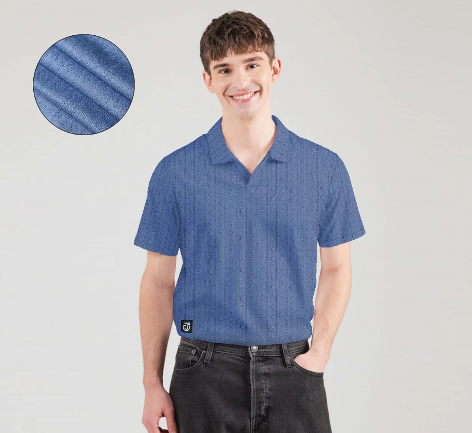 Jupiter Men's Knitted Polo Shirt Textured Ribbed - Premium Short Sleeve