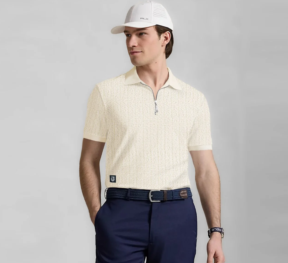 Men's Zip Neck Polo Shirt - Jupiter Premium Textured Knitted Ribbed Polo