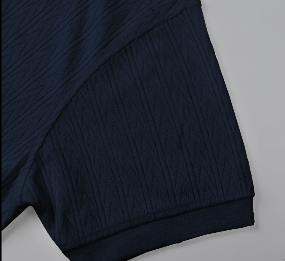 Men's Textured Polo Shirt - JFS Premium Turkish Knit Ribbed Polo Navy