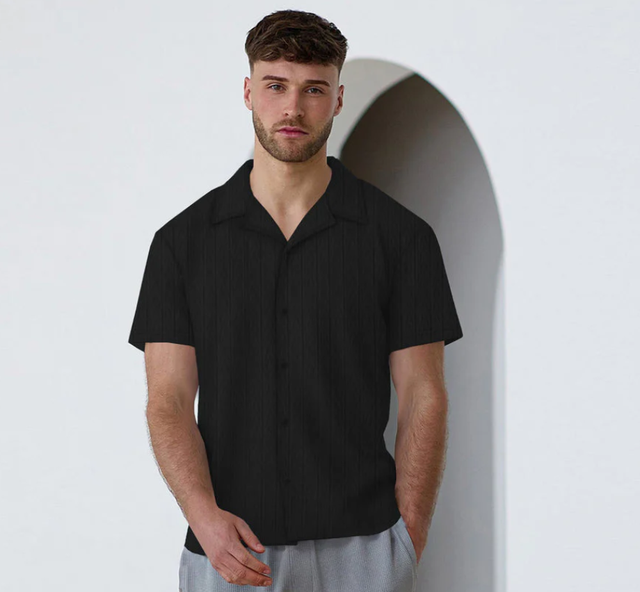 Men's Textured Knit Polo Shirt – Jupiter Premium Ribbed Lapel Collar Polo