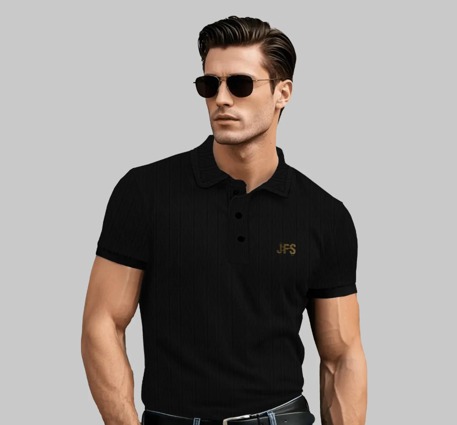 Men's Textured Polo Shirt – Premium JFS Turkish Knit Ribbed Polo