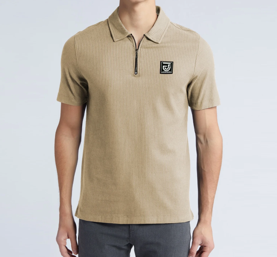Men's Zip Neck Polo Shirt – Premium Textured Ribbed Half Zip Jupiter Polo