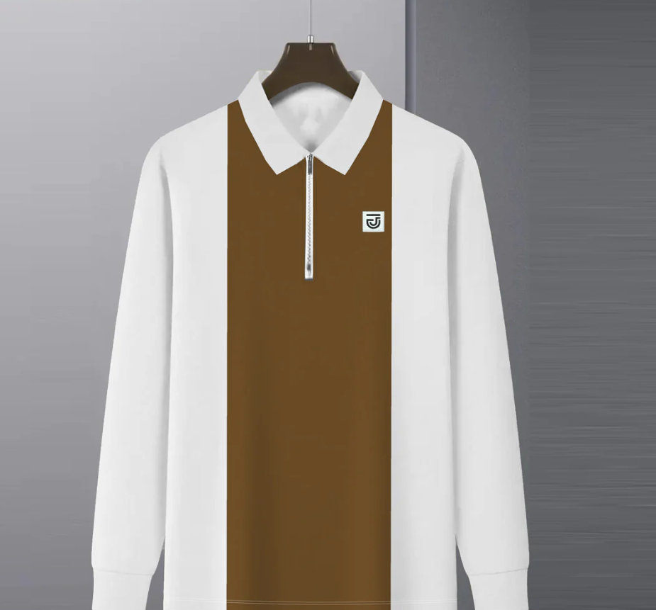Men's Quarter Zip Polo Shirt – Premium Jupiter Long Sleeve Color Block Polo