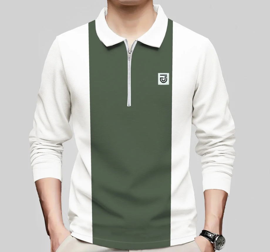Men's Quarter Zip Polo Shirt – Premium Jupiter Long Sleeve Color Block Polo
