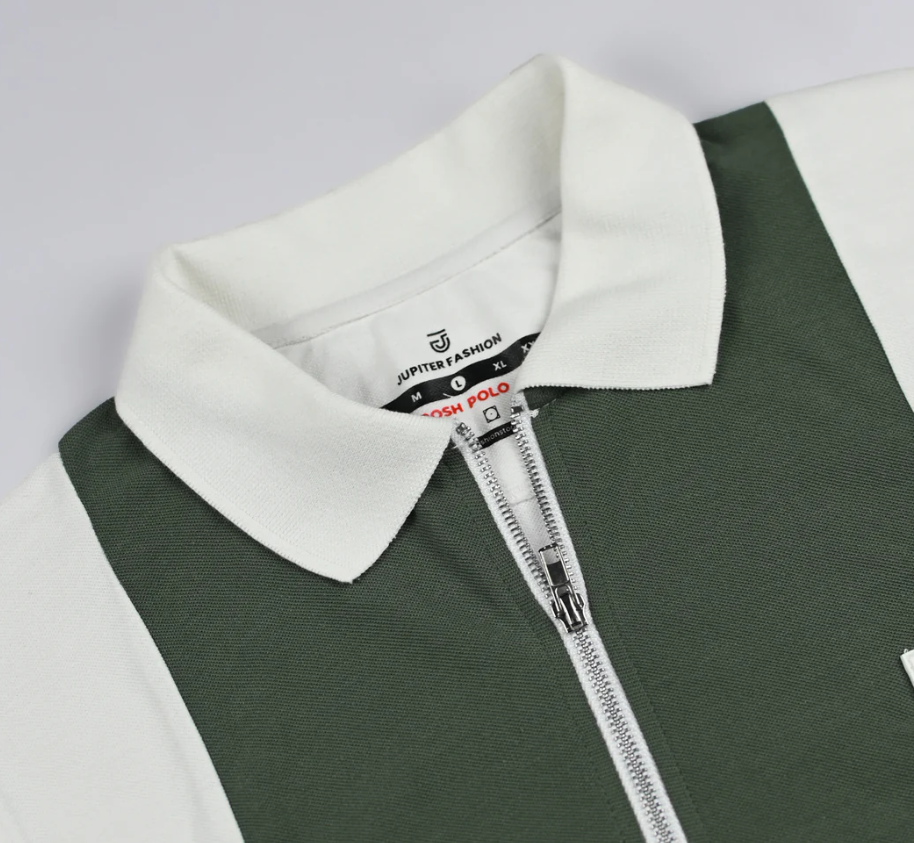 Men's Quarter Zip Polo Shirt – Premium Jupiter Long Sleeve Color Block Polo